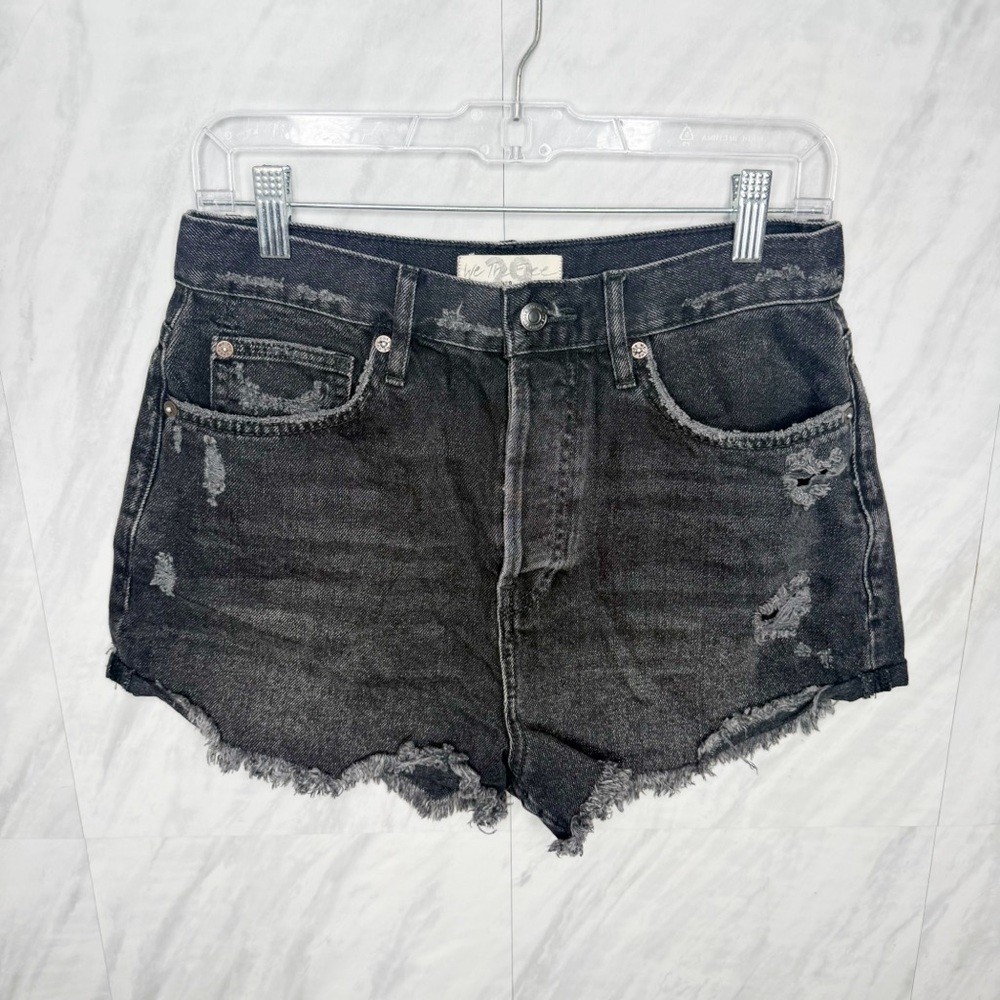 Free People Distressed Black Jean Shorts 29